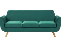 Sohvat<Beliani 3-Istuttava Sohva Irrotettavilla Paallisilla Vihrea Sametti Bernes