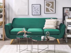 Sohvat<Beliani 3-Istuttava Sohva Irrotettavilla Paallisilla Vihrea Sametti Bernes