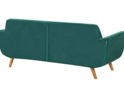 Sohvat<Beliani 3-Istuttava Sohva Irrotettavilla Paallisilla Vihrea Sametti Bernes