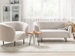 Discount Beliani 2-Istuttava Sohva Kangas Beige/Musta Loen