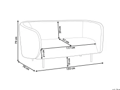 Discount Beliani 2-Istuttava Sohva Kangas Beige/Musta Loen
