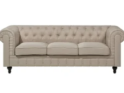 Hot Beliani 3-Istuttava Sohva Kangas Beige Iso Chesterfield