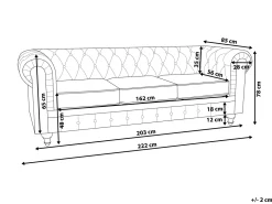 Hot Beliani 3-Istuttava Sohva Kangas Beige Iso Chesterfield