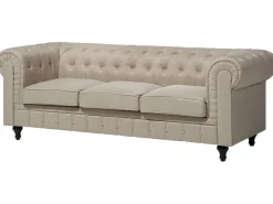 Hot Beliani 3-Istuttava Sohva Kangas Beige Iso Chesterfield