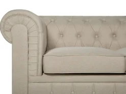 Hot Beliani 3-Istuttava Sohva Kangas Beige Iso Chesterfield
