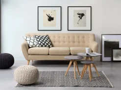 Sohvat<Beliani 3-Istuttava Sohva Kangas Beige Motala