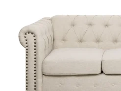 Store Beliani 3-Istuttava Sohva Kangas Beige Keskikokoinen Chesterfield