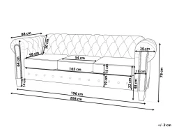 Store Beliani 3-Istuttava Sohva Kangas Beige Keskikokoinen Chesterfield