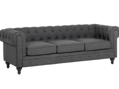 Sohvat<Beliani 3-Istuttava Sohva Kangas Harmaa Chesterfield