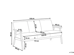Sohvat<Beliani 3-Istuttava Sohva Kangas Harmaa Asnes