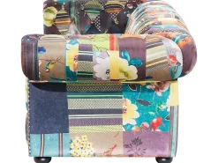 New Beliani 3-Istuttava Sohva Kangas Tilkkukuvio Vihrea/Keltainen Chesterfield