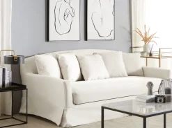 Sohvat<Beliani 3-Istuttava Sohva Kangas Valkoinen Gilja