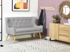 Clearance Beliani 2-Istuttava Sohva Kangas Vaaleanharmaa Skibby