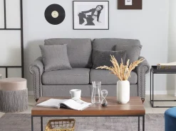 Store Beliani 2-Istuttava Sohva Kangas Vaaleanharmaa Otra