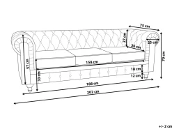 Sale Beliani 3-Istuttava Sohva Kangas Vaaleanharmaa Chesterfield