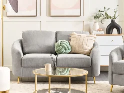 Sohvat<Beliani 2-Istuttava Sohva Kangas Vaaleanharmaa Trosa