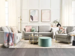 Sohvat<Beliani 2-Istuttava Sohva Kangas Vaaleanharmaa Trosa