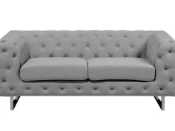 Sohvat<Beliani 2-Istuttava Sohva Kangas Vaaleanharmaa Vissland