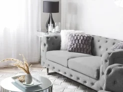 Sohvat<Beliani 2-Istuttava Sohva Kangas Vaaleanharmaa Vissland