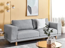 New Beliani 3-Istuttava Sohva Kangas Vaaleanharmaa Nivala