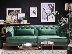 Sohvat<Beliani 3-Istuttava Sohva Kankainen Vihrea Sletta