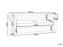 Clearance Beliani 3-Istuttava Sohva Keinonahka Kullanruskea Chesterfield