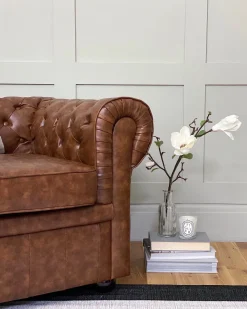 Clearance Beliani 3-Istuttava Sohva Keinonahka Kullanruskea Chesterfield