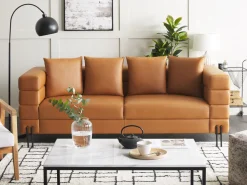 Sohvat<Beliani 3-Istuttava Sohva Keinonahka Ruskea Granna