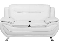 Sohvat<Beliani 2-Istuttava Sohva Keinonahkainen Valkoinen Leira