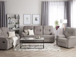 Shop Beliani 3-Istuttava Sohva Manuaalisesti Saadettava Kangas Ruskeanharmaa Bergen