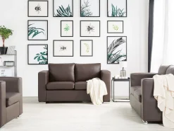 Store Beliani 2-Istuttava Sohva Nahka Ruskea Helsinki