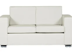 New Beliani 2-Istuttava Sohva Nahka Valkoinen Helsinki