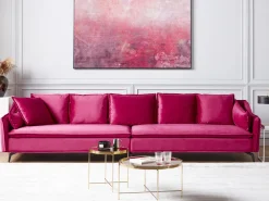 Sohvat<Beliani 4-Istuttava Sohva Sametti Fuksia Aure