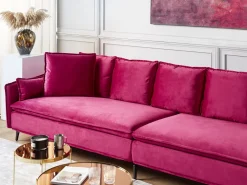 Sohvat<Beliani 4-Istuttava Sohva Sametti Fuksia Aure