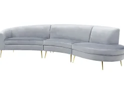 Sale Beliani 4-Istuttava Sohva Sametti Kaareva Vaaleanharmaa Moss