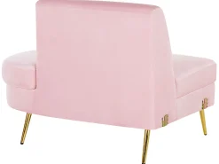 Sohvat<Beliani 4-Istuttava Sohva Sametti Kaareva Vaaleanpunainen Moss