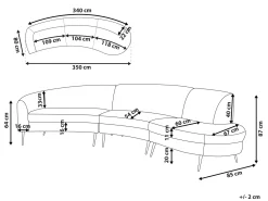 Sohvat<Beliani 4-Istuttava Sohva Sametti Kaareva Vaaleanpunainen Moss