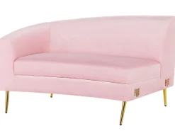 Sohvat<Beliani 4-Istuttava Sohva Sametti Kaareva Vaaleanpunainen Moss