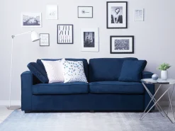 New Beliani 3-Istuttava Sohva Sametti Laivastonsininen Falun