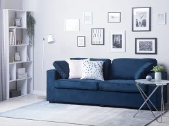 New Beliani 3-Istuttava Sohva Sametti Laivastonsininen Falun