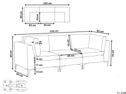 Sohvat<Beliani 3-Istuttava Sohva Sametti Laivastonsininen Evja