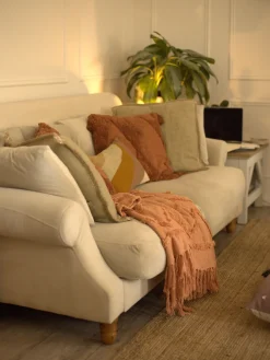 Shop Beliani 3-Istuttava Sohva Sametti Luonnonvalkoinen Eike