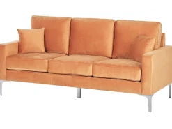 Cheap Beliani 3-Istuttava Sohva Sametti Oranssi Gavle