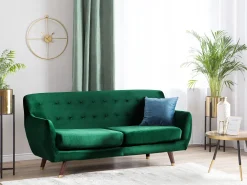Sohvat<Beliani 3-Istuttava Sohva Sametti Smaragdinvihrea Bodo