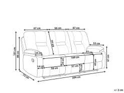 Sohvat<Beliani 3-Istuttava Sohva Sametti Sahkosaadettava Hiekanruskea Bergen