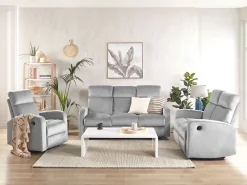 Sohvat<Beliani 3-Istuttava Sohva Sametti Saadettava Vaaleanharmaa Verdal