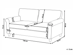 Sohvat<Beliani 3-Istuttava Sohva Sametti Vaalea Beige Ronneby