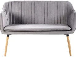 Sohvat<Beliani 2-Istuttava Sohva Sametti Vaaleanharmaa Taby