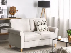 Hot Beliani 2-Istuttava Sohva Sametti Vaalea Beige Ronneby