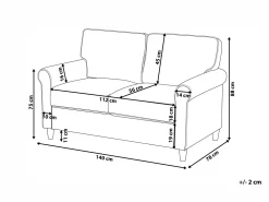 Hot Beliani 2-Istuttava Sohva Sametti Vaalea Beige Ronneby